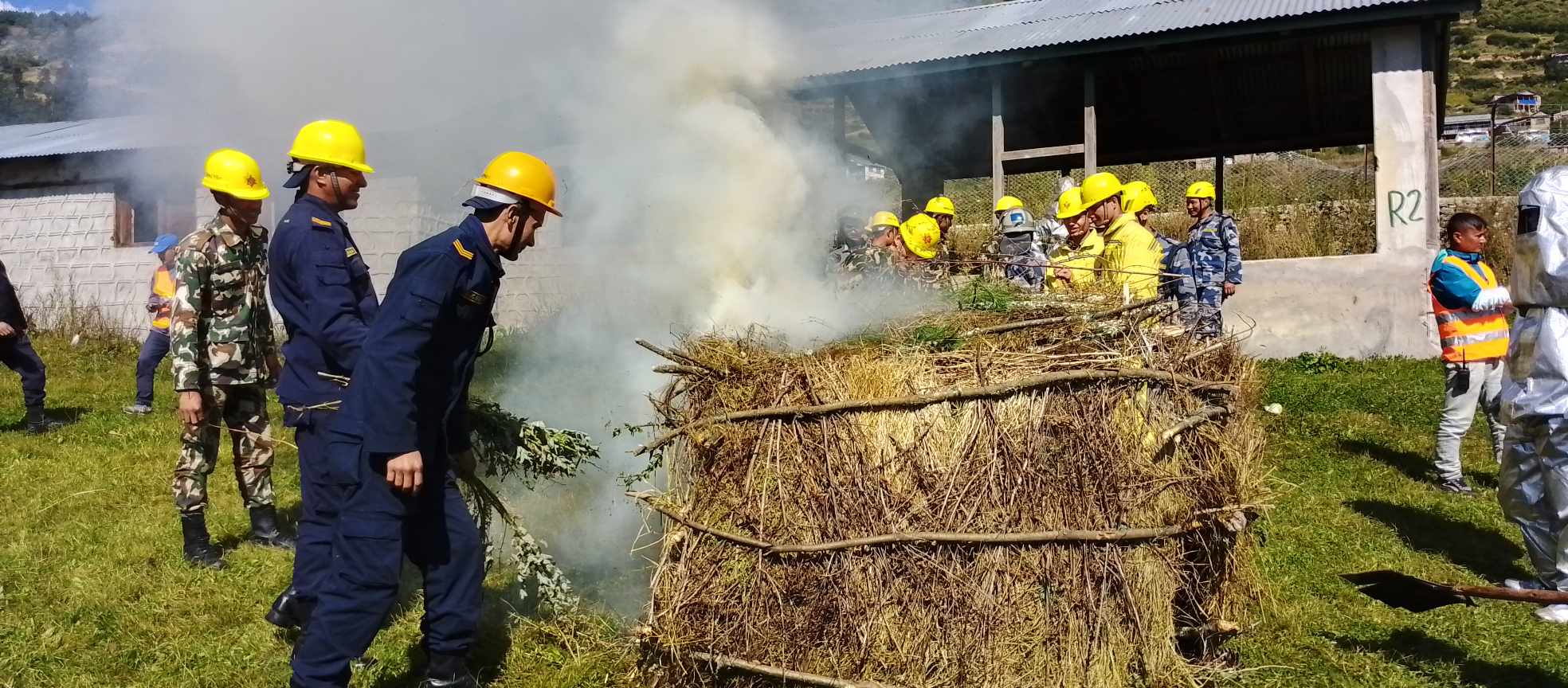 आगलागीबाट बच्न सुरक्षा निकायले गर्यो कृत्रिम अभ्यास